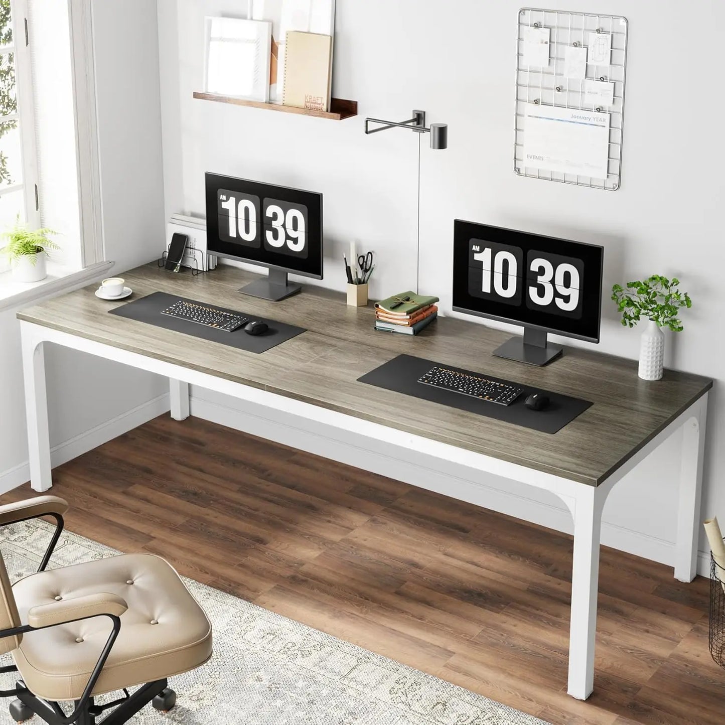 Little Tree Computer Desk Double Workstation For Home Office