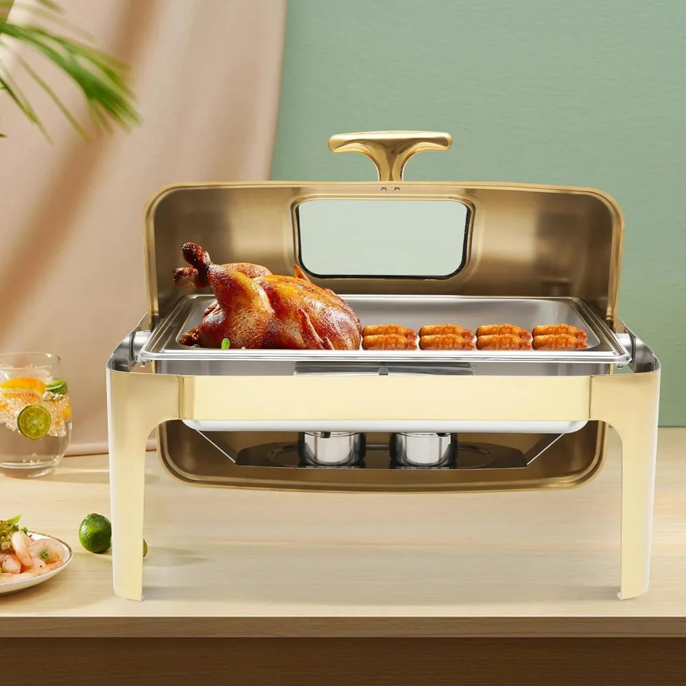 Chafing Dish Roll-Top Buffet Warmer Stainless Steel
