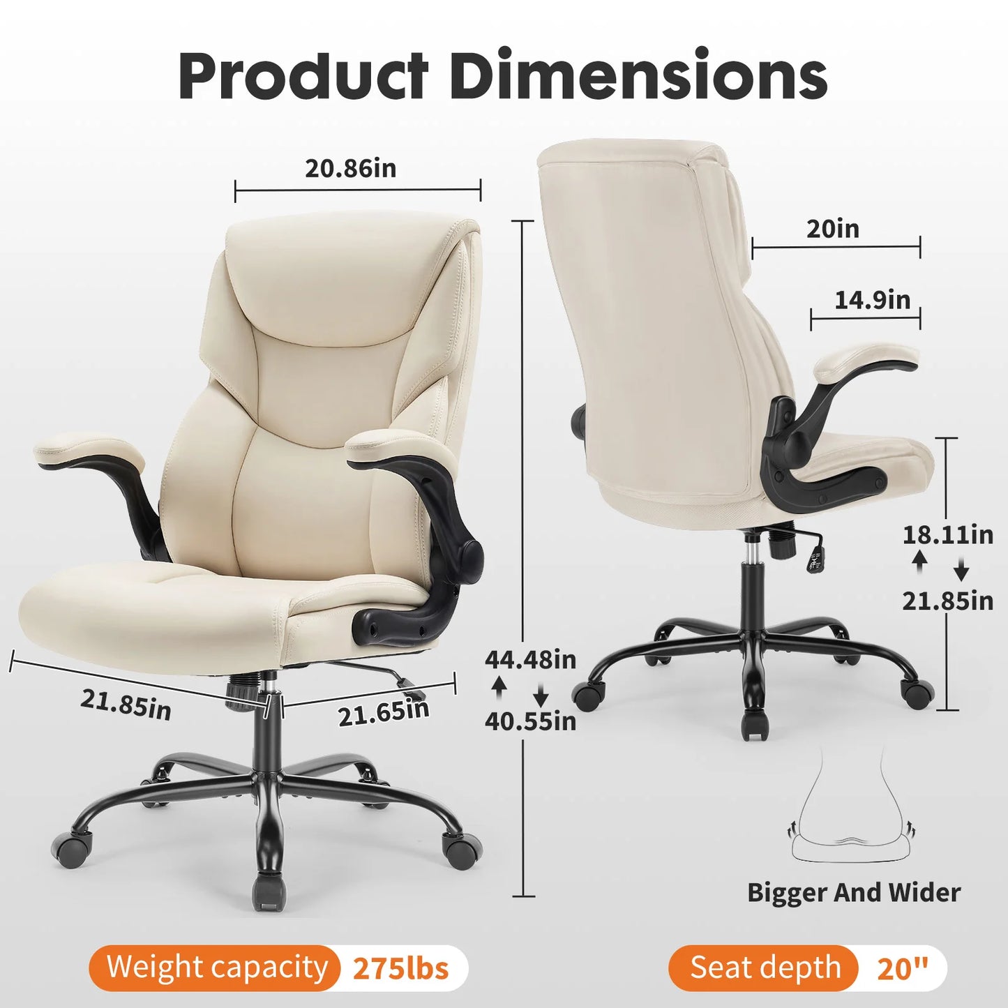 JHK Office Chair Flip-Up Arms for All-Day Comfort Durable
