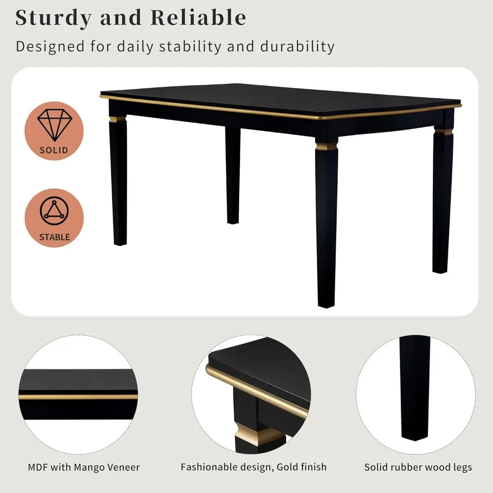 MKDK Dining Table Set Tufted Chairs Premium Comfort