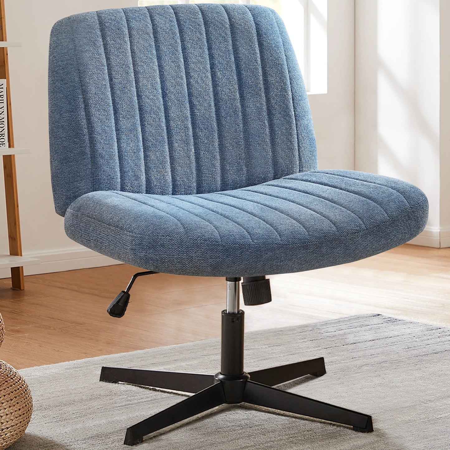 JHK Armless Rocking Office Chair With Fabric Upholstery