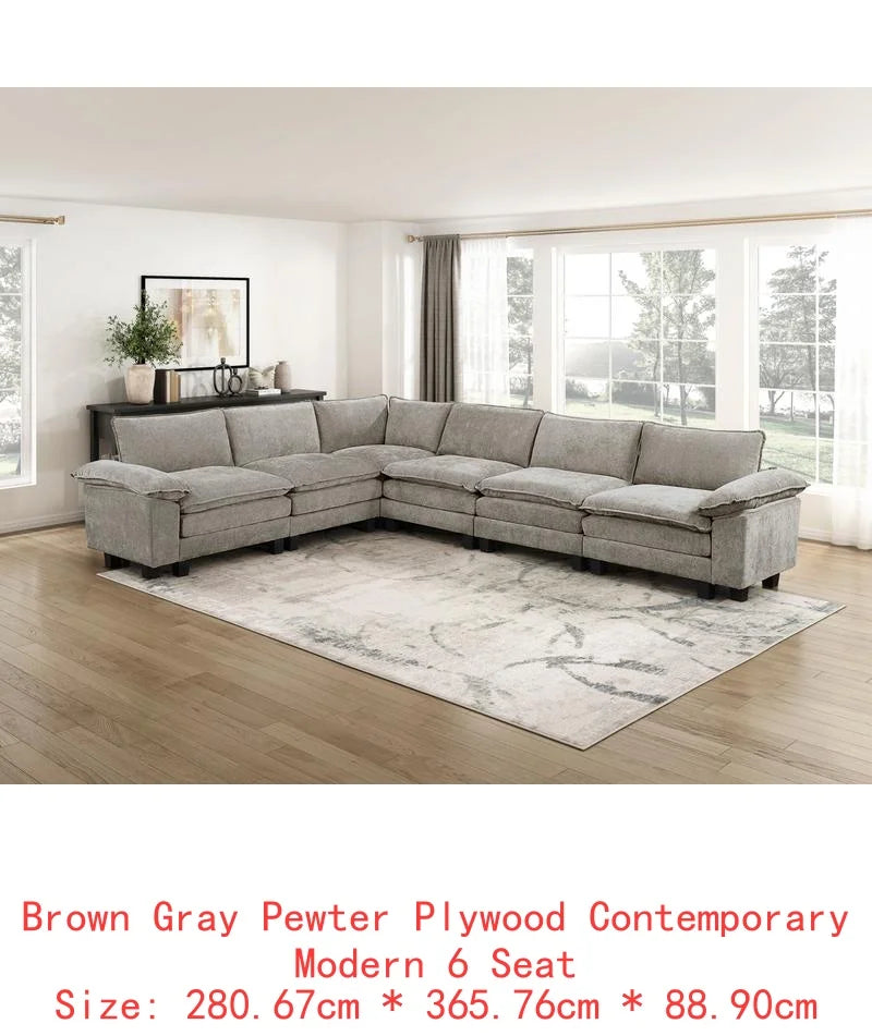 Modular Sectional Sofa Set With Plush Chenille Upholstery