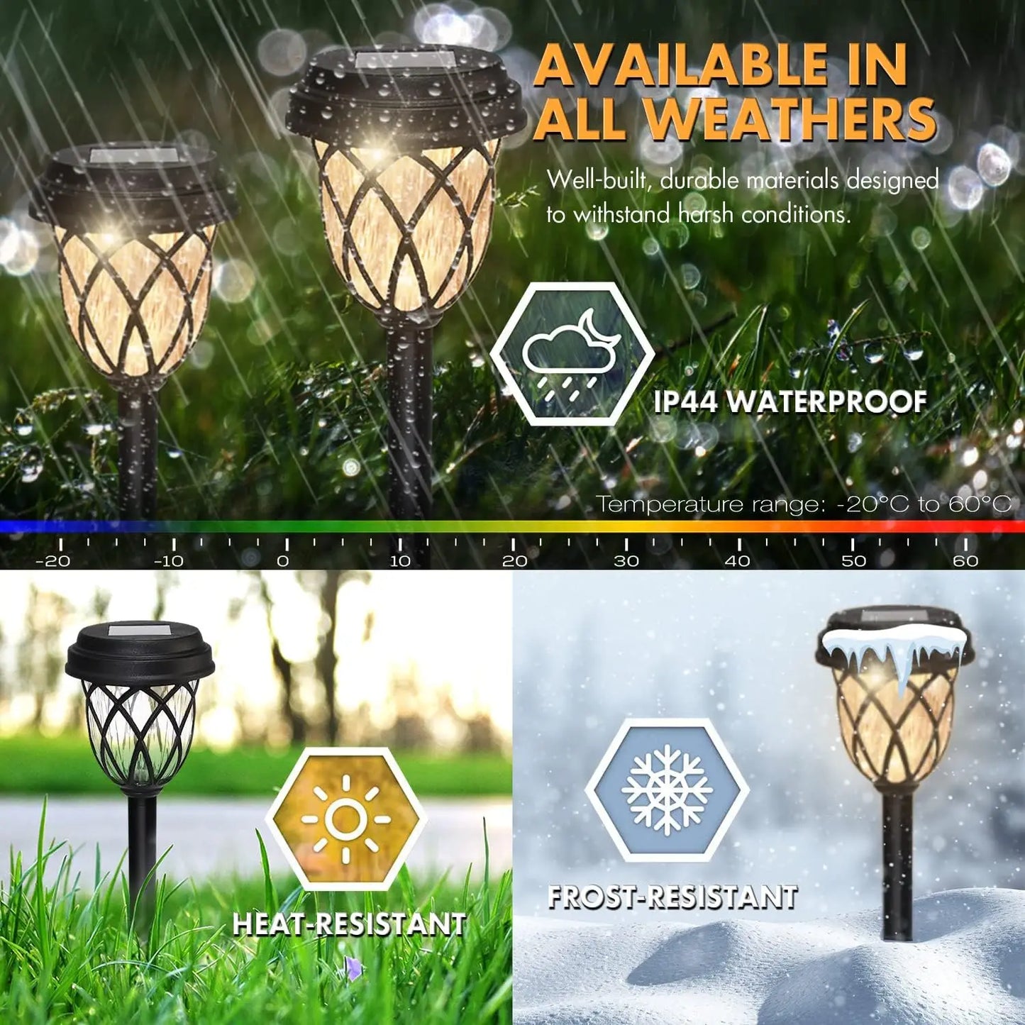 KEWEN Solar Tube Lights Ten-Pack Garden Lawn Pathway Lamps
