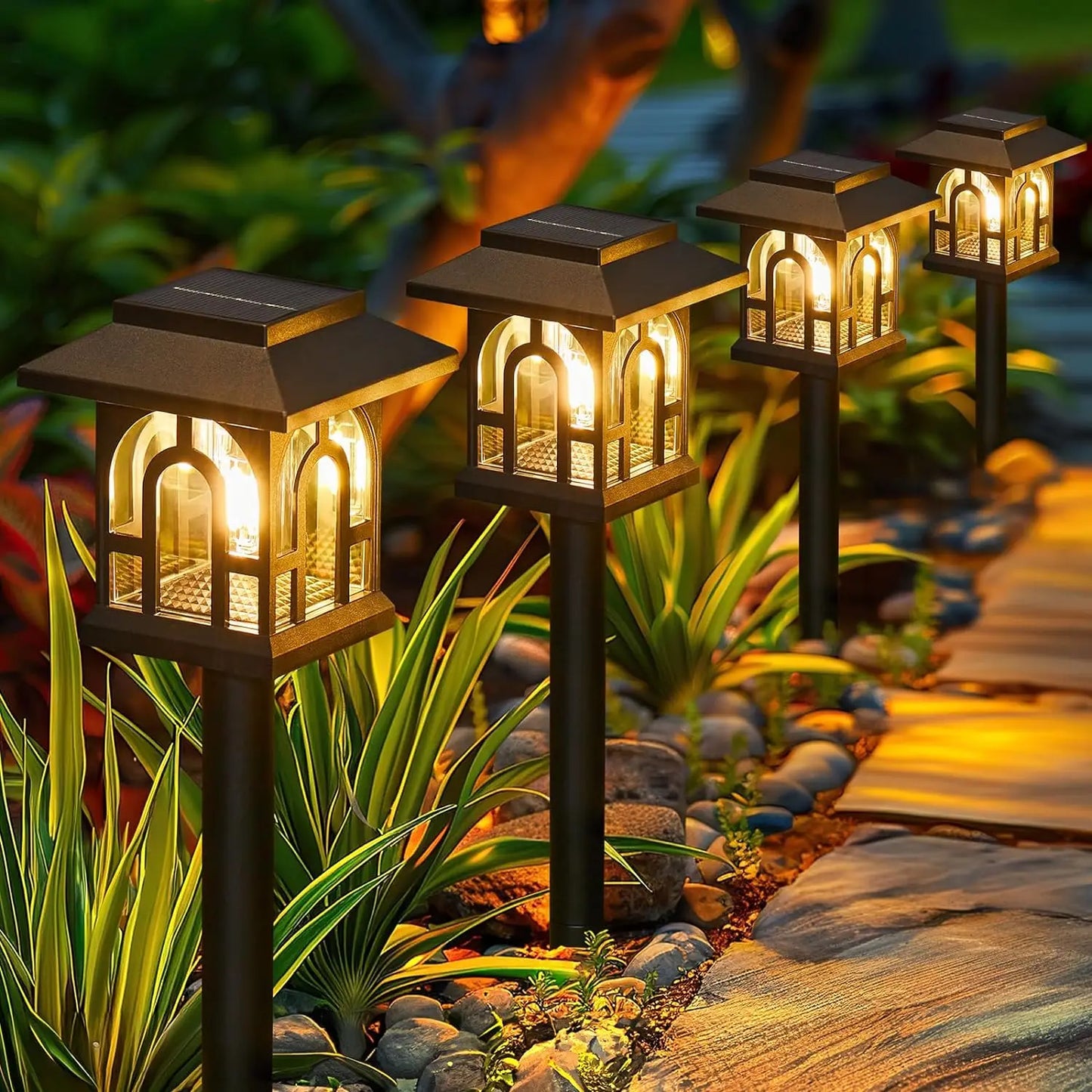 Solar Pathway Lights Auto On Off Outdoor Yard Landscape