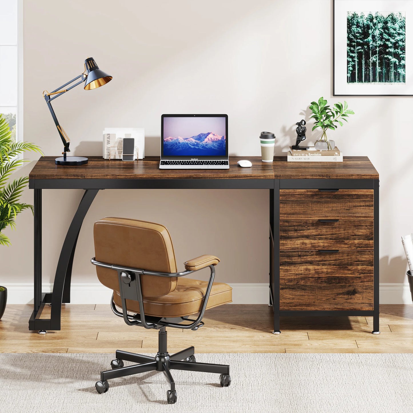 Tribesigns Computer Desk Reversible Drawers PC Table