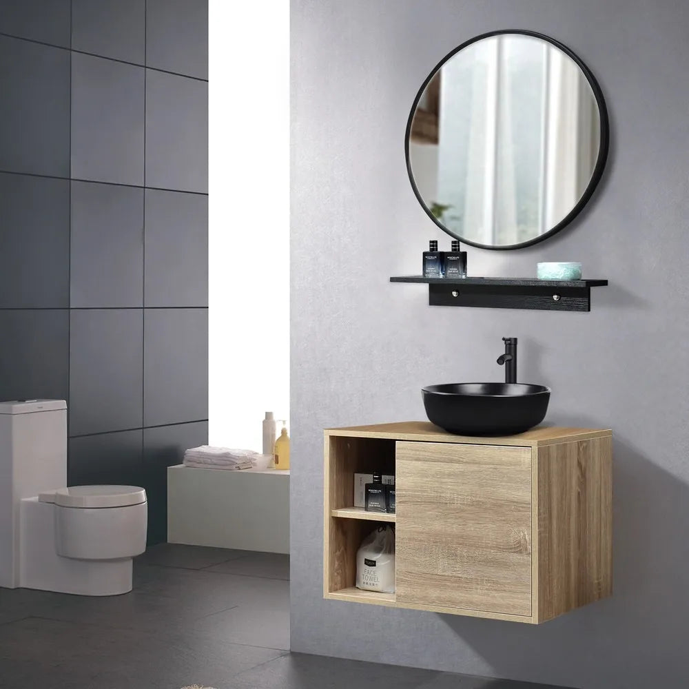 Bathroom Vanity With Mirror Floating Wood Cabinet Vessel Sink