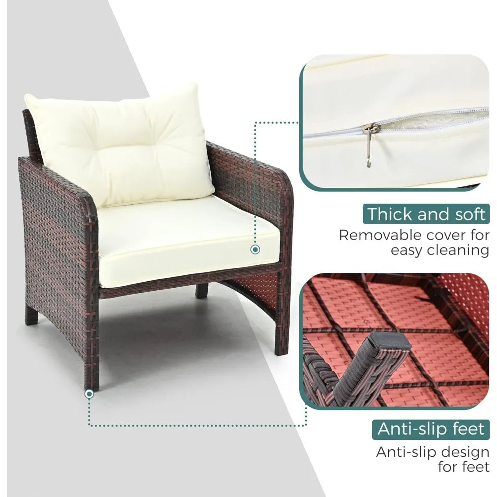 PAMAPIC 5-Piece Rattan Patio Furniture Set With Ottomans