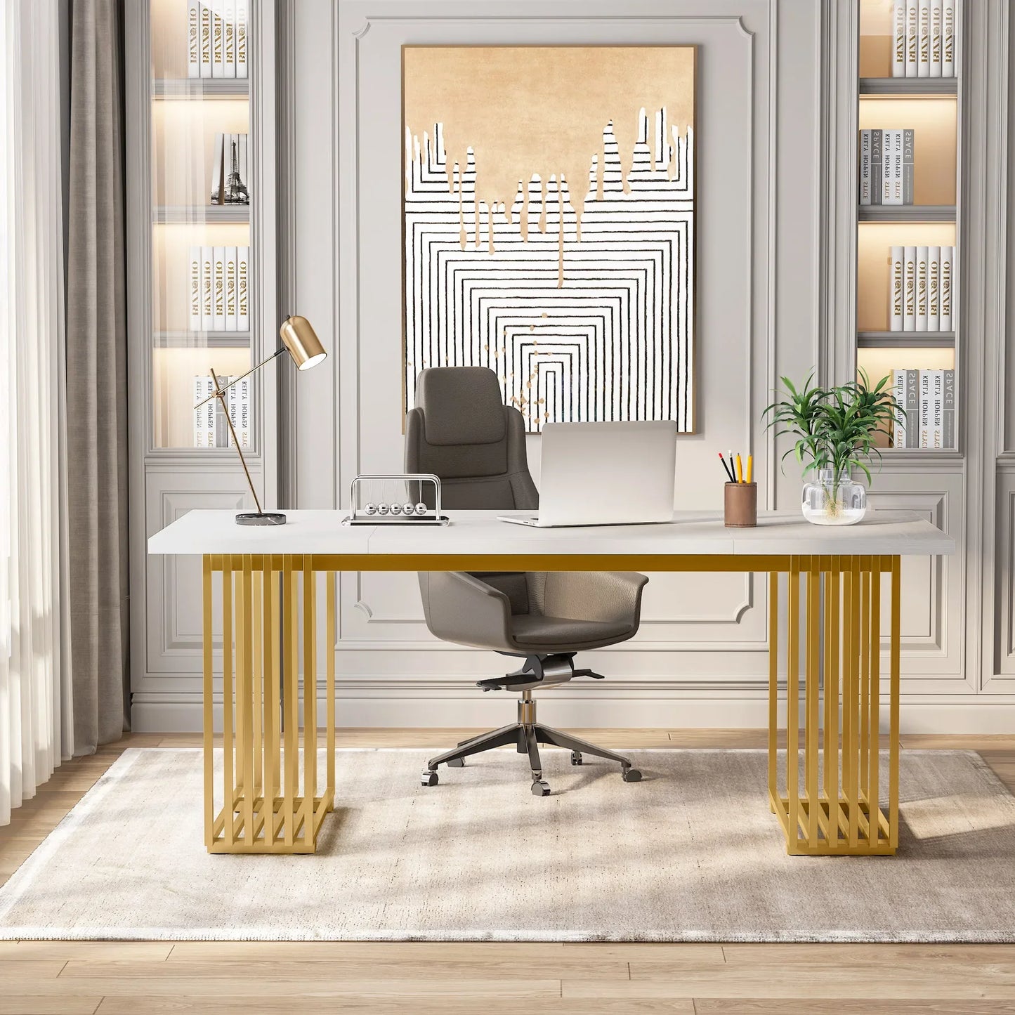 Tribesigns Modern Office Desk With Metal Legs