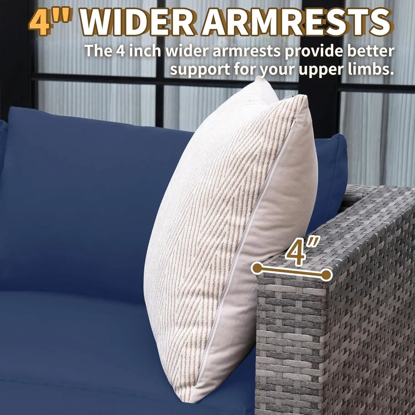 Patio Sectional Sofa With All Weather Wicker Outdoor