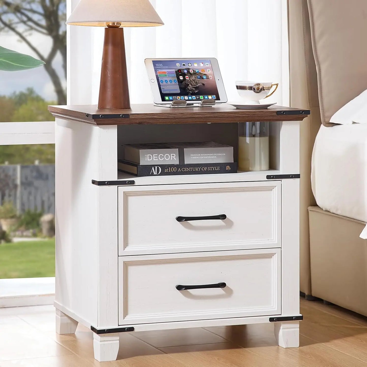 Guangbai Nightstand Industrial Bedside Table With Drawer