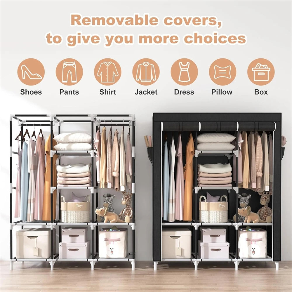 LEEGOHOMED Portable Wardrobe Organizer With Shelves