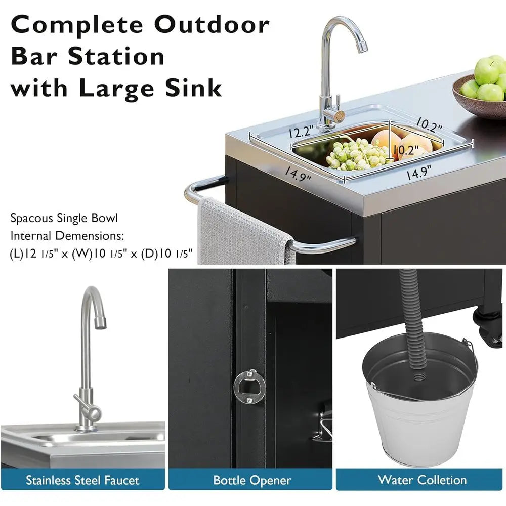 Outdoor Kitchen Island With 304 Stainless Steel Sink
