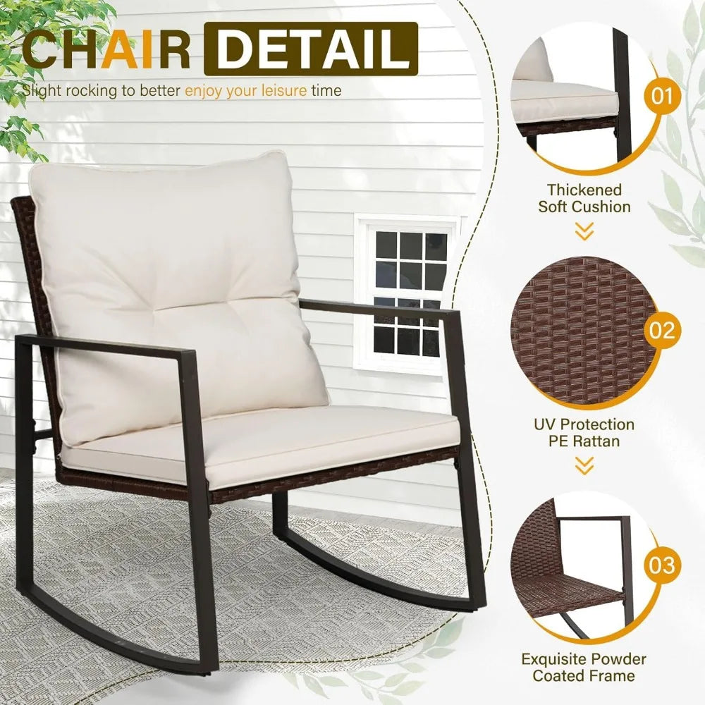 Patio Bistro Set Wicker With Glass Coffee Table Outdoor