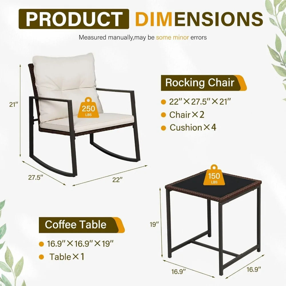 Patio Bistro Set Wicker With Glass Coffee Table Outdoor