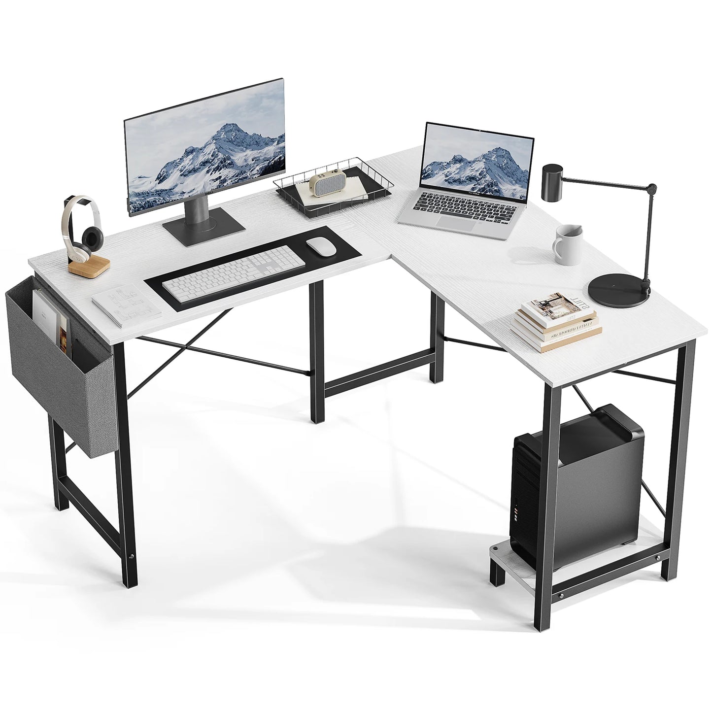 JHK Gaming Corner Desk L-Shaped With CPU Storage Shelf