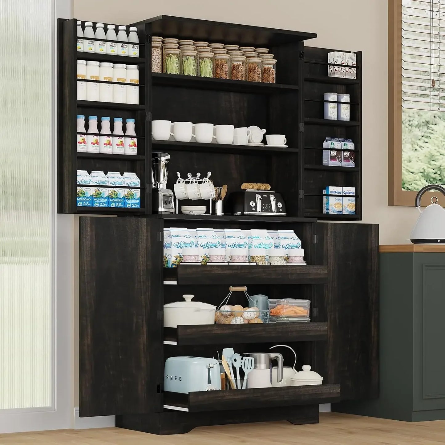 Pantry Cabinet Solid Wood For Kitchen Organization