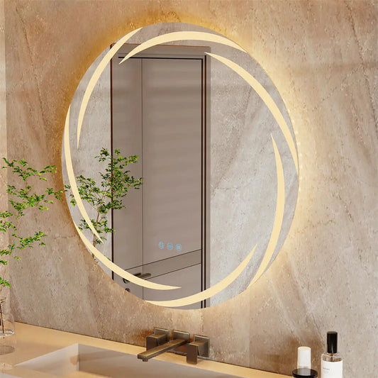 BORWART LED Bathroom Mirror Round Dimmable Anti-Fog Three-Mode Lighting