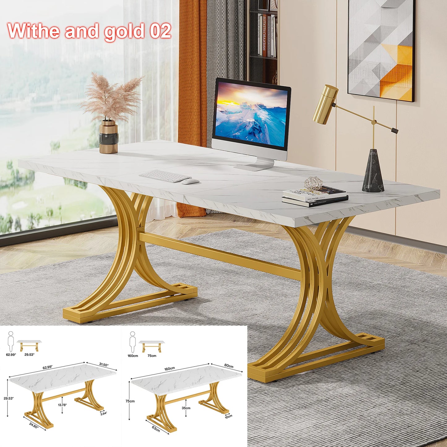 Tribesigns Modern Office Desk With Metal Legs