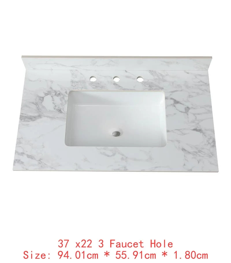 High-Concerned Vanity Top Sintered Stone Carrara Marble