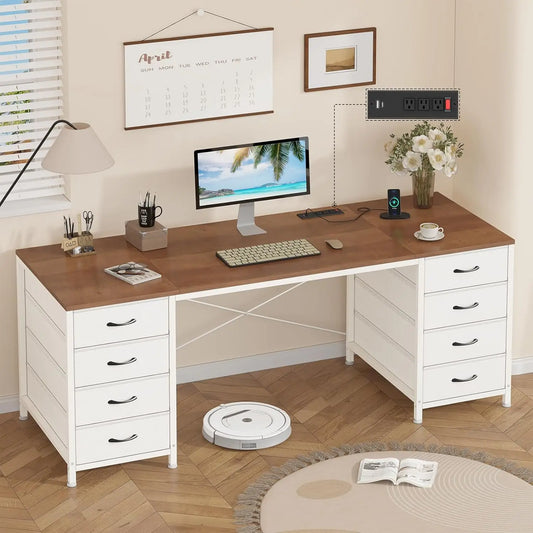 NONEDesk Computer Desk 8 Drawer Storage For Home Office