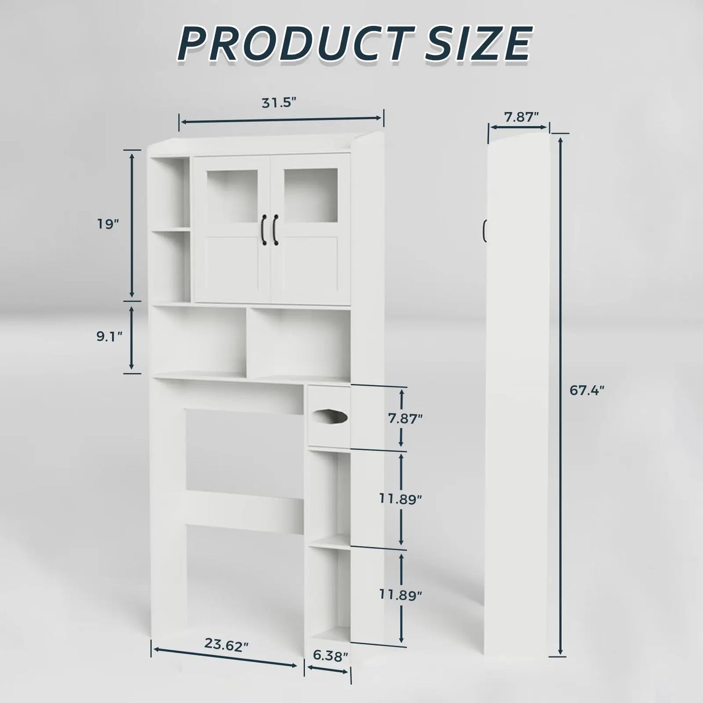 HiMISS Over Toilet Storage Cabinet Glass Door Modern Organizer