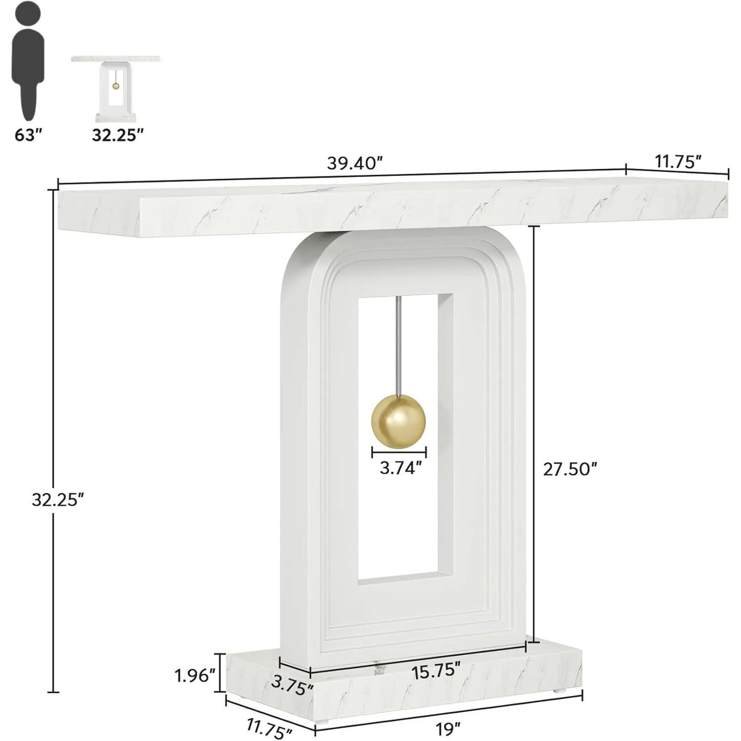 Little Tree Modern Console Table With Faux Marble Top