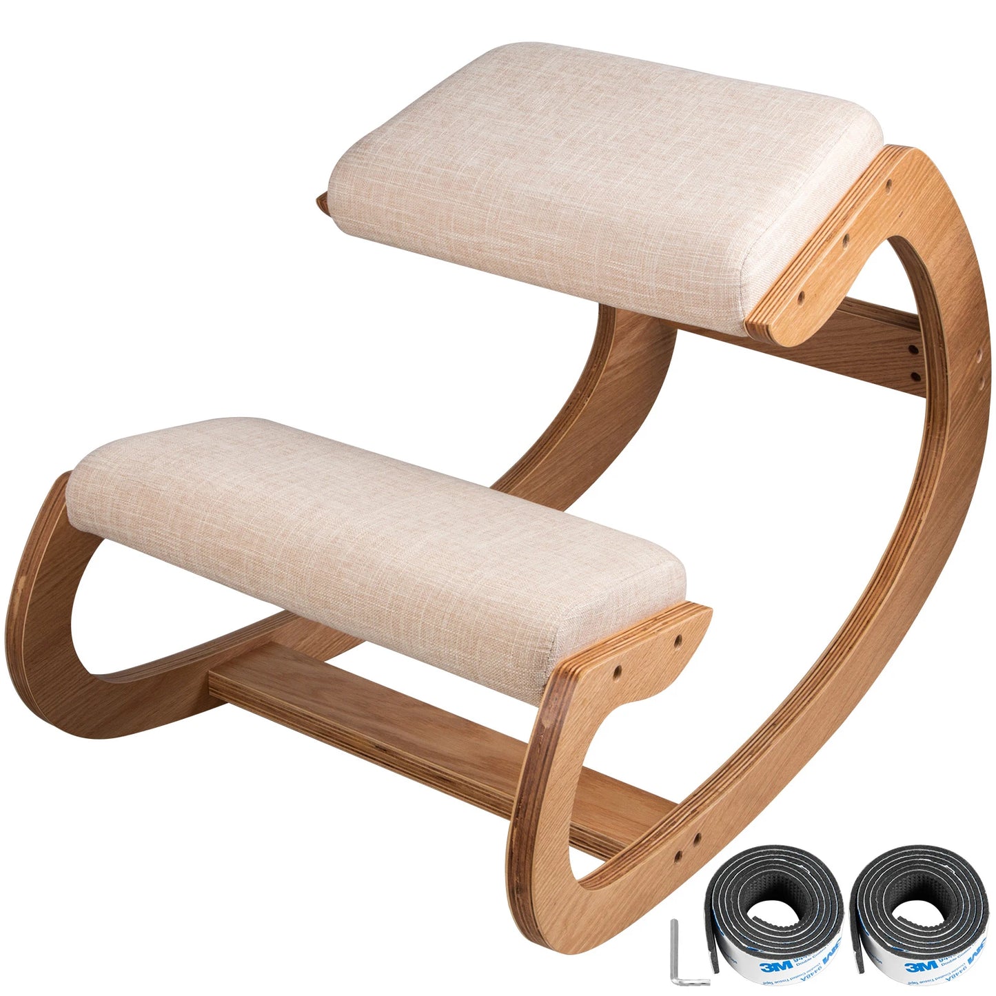 SucceBuy Kneeling Chair Wood With Thick Cushion For Home Office