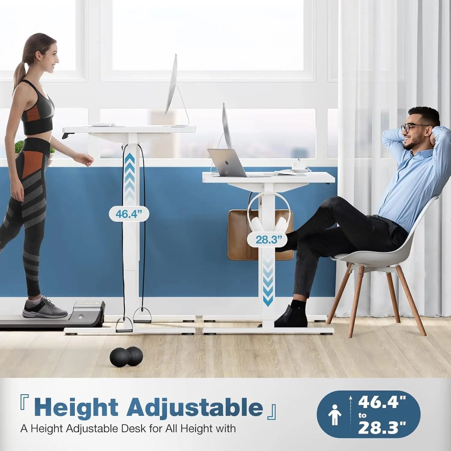 Electric Standing Desk 3 Memory Presets Wood Top Metal Frame