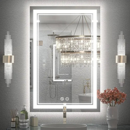 LED Bathroom Mirror, Anti-Fog, Touch Dimmer, Wall-Mounted Vanity
