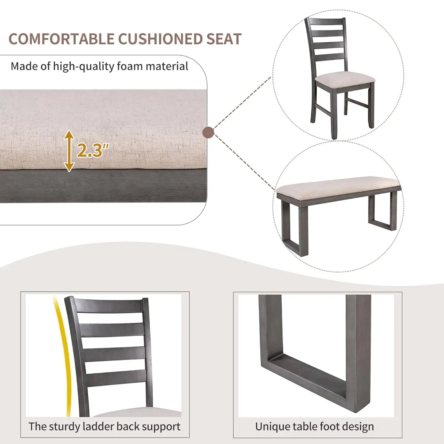 Dining Table Set With Upholstered Chairs For Everyday Family Dining