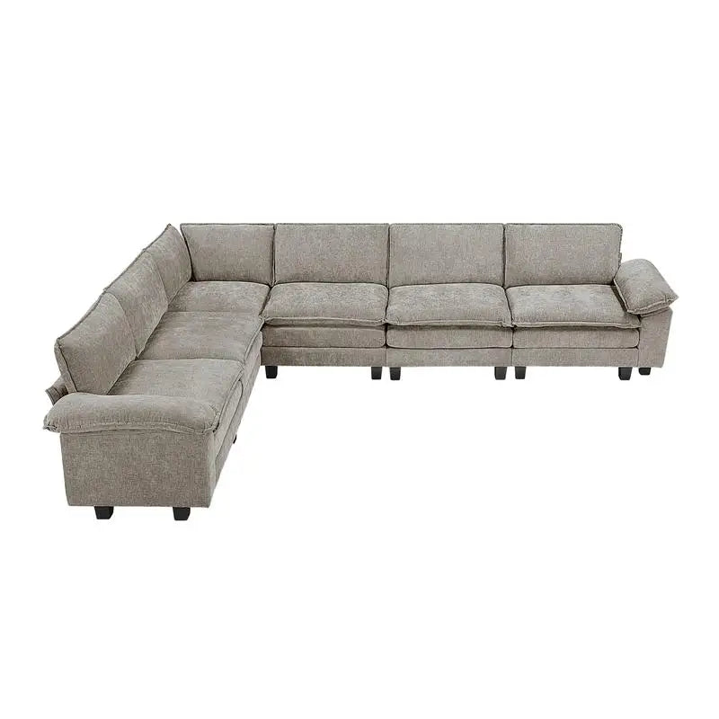 Modular Sectional Sofa Set With Plush Chenille Upholstery