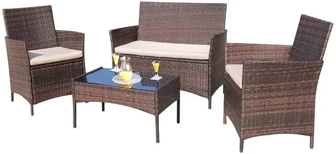 Outdoor Patio Furniture Set Rattan Wicker 4-Piece for Garden