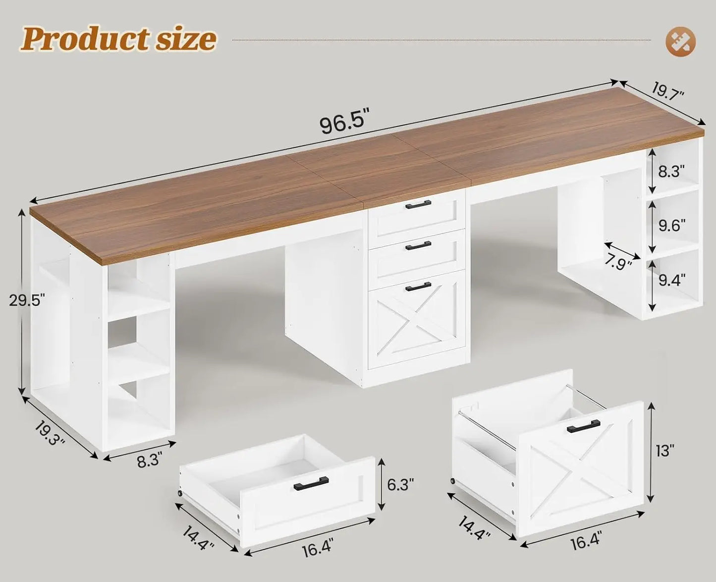 NONE Computer Desk With Drawers For Home Office Setup
