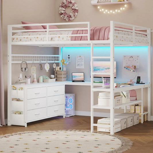 XMSJ Loft Bed With U-Shaped Desk for Small Spaces Premium