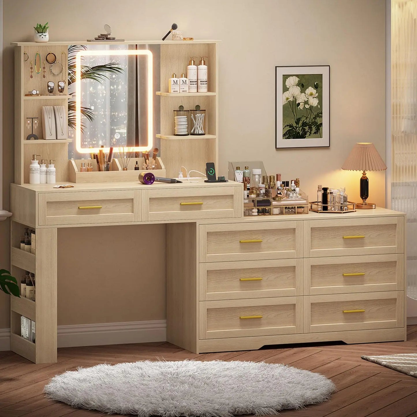 Makeup Vanity Table With Lighted Mirror