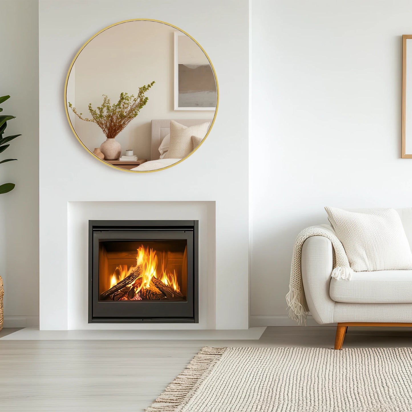 JHK Mirror Round Vanity Matte Metal Framed Wall Mirror