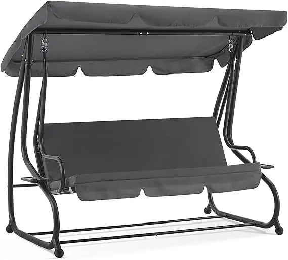 Three Seat Patio Swing Chair With Adjustable Canopy