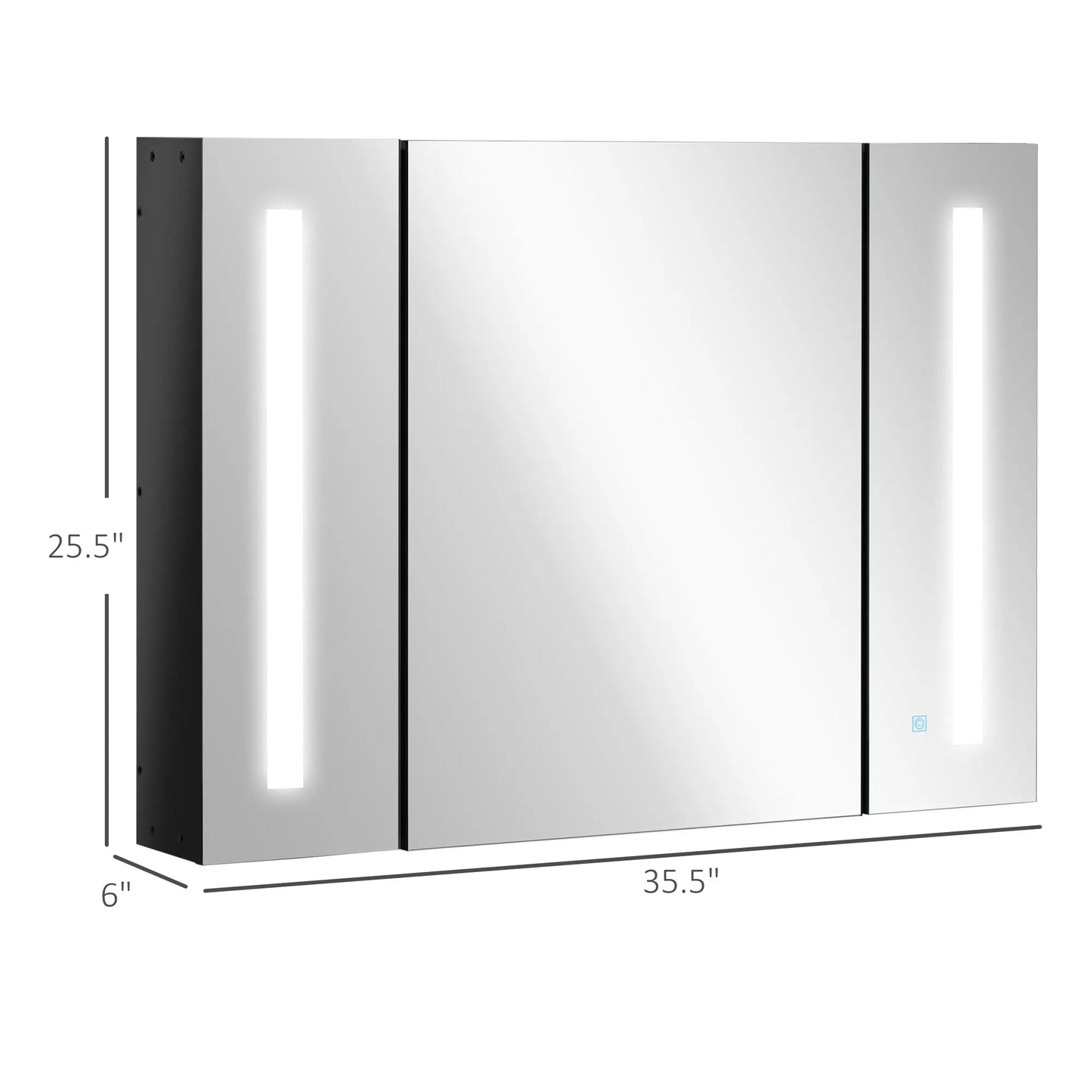 KLEANKIN Led Medicine Cabinet Wall Mounted Three Door High Gloss