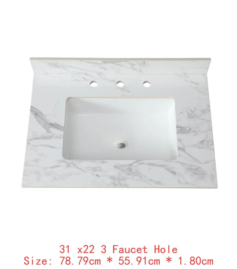 High-Concerned Vanity Top Sintered Stone Carrara Marble