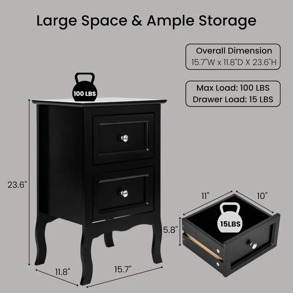 Nightstands With Drawers Vintage Farmhouse Wood For Bedroom Decor