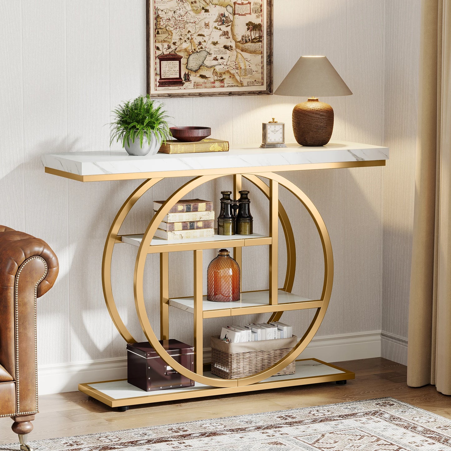 Tribesigns Console Table 4-Tier Industrial Storage Shelf