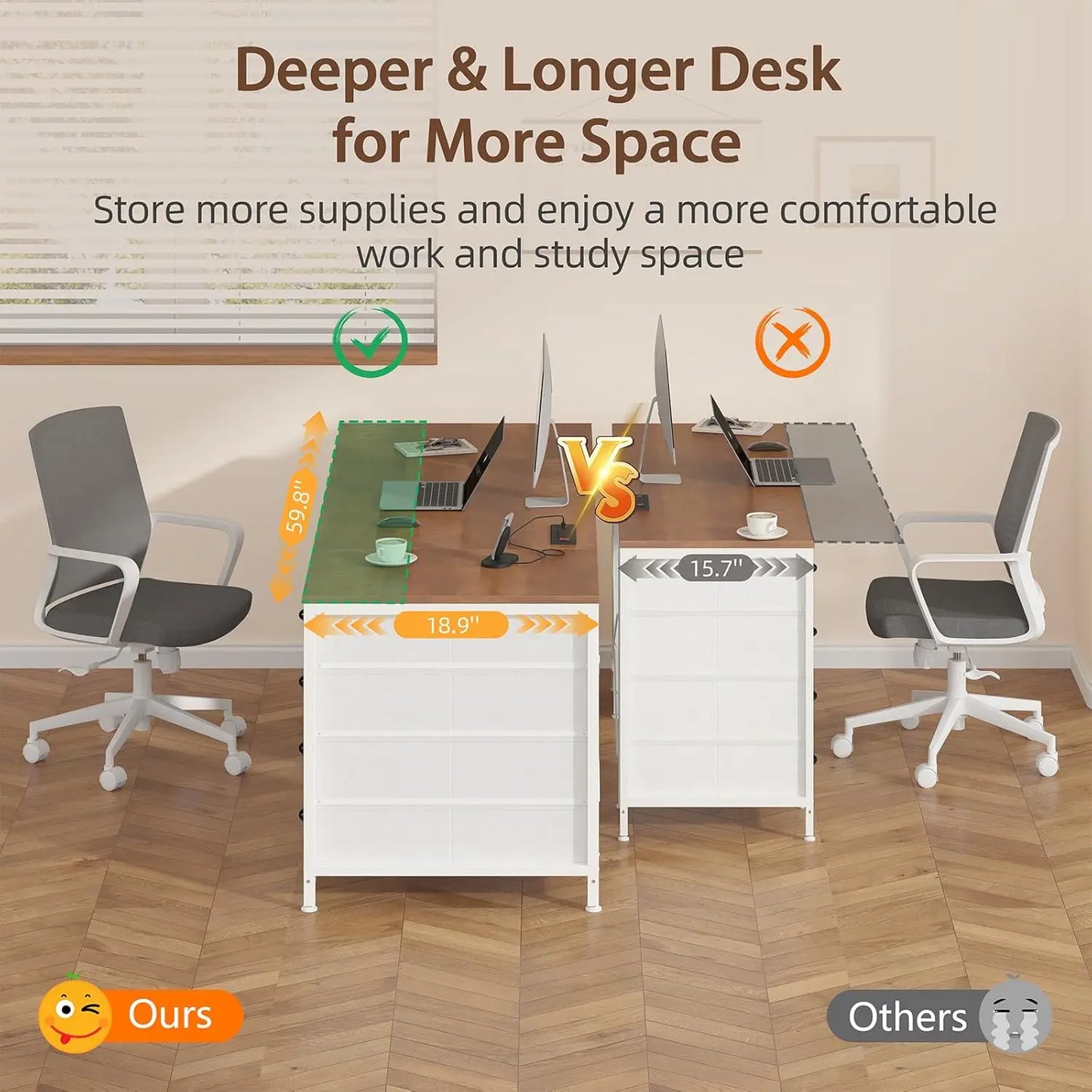NONEDesk Computer Desk 8 Drawer Storage For Home Office