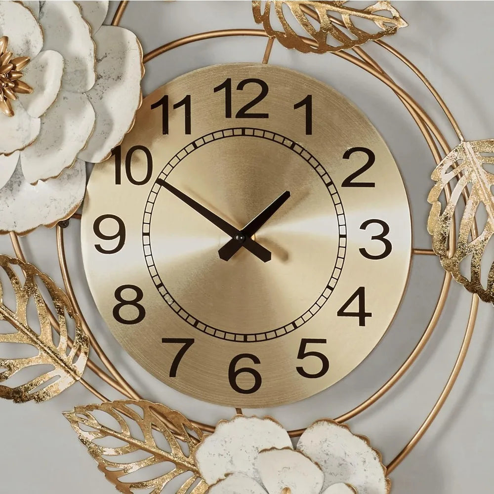 Wall Art Clock Layered Floral Cottage Style Home Decor