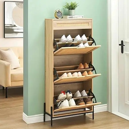 Zhuxiang Shoe Storage Cabinet With Rattan Drawers Pro
