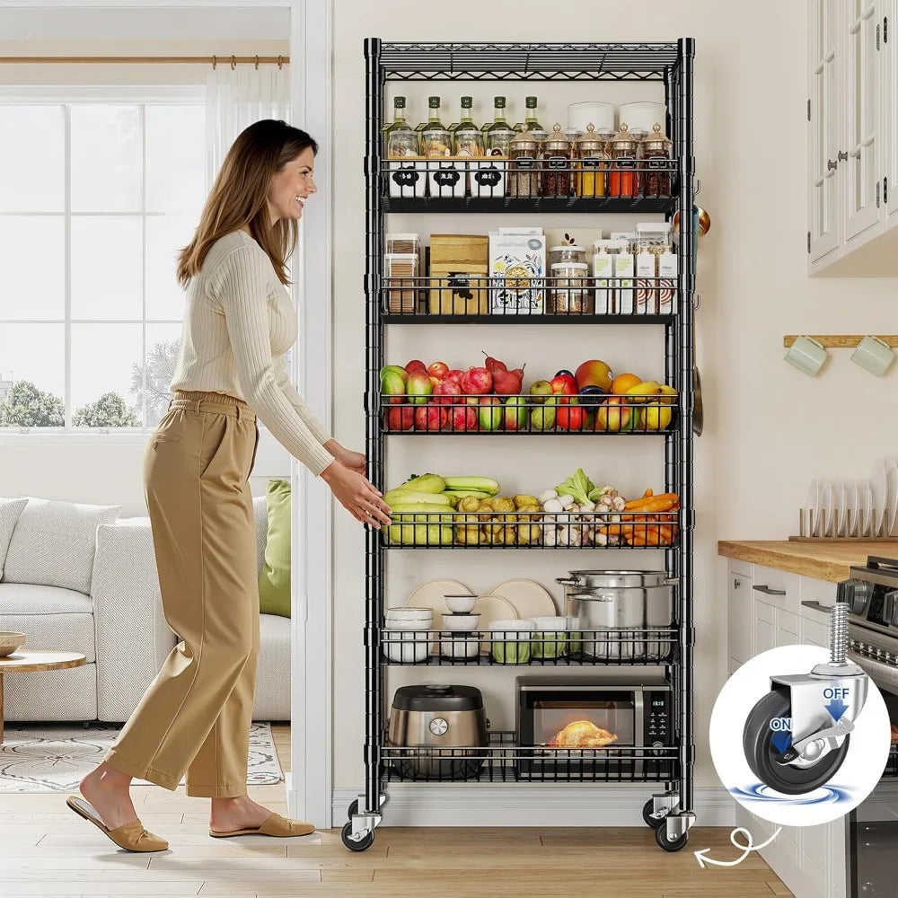 Shelving Unit Stainless Steel 7-Tier Wire With Wheels