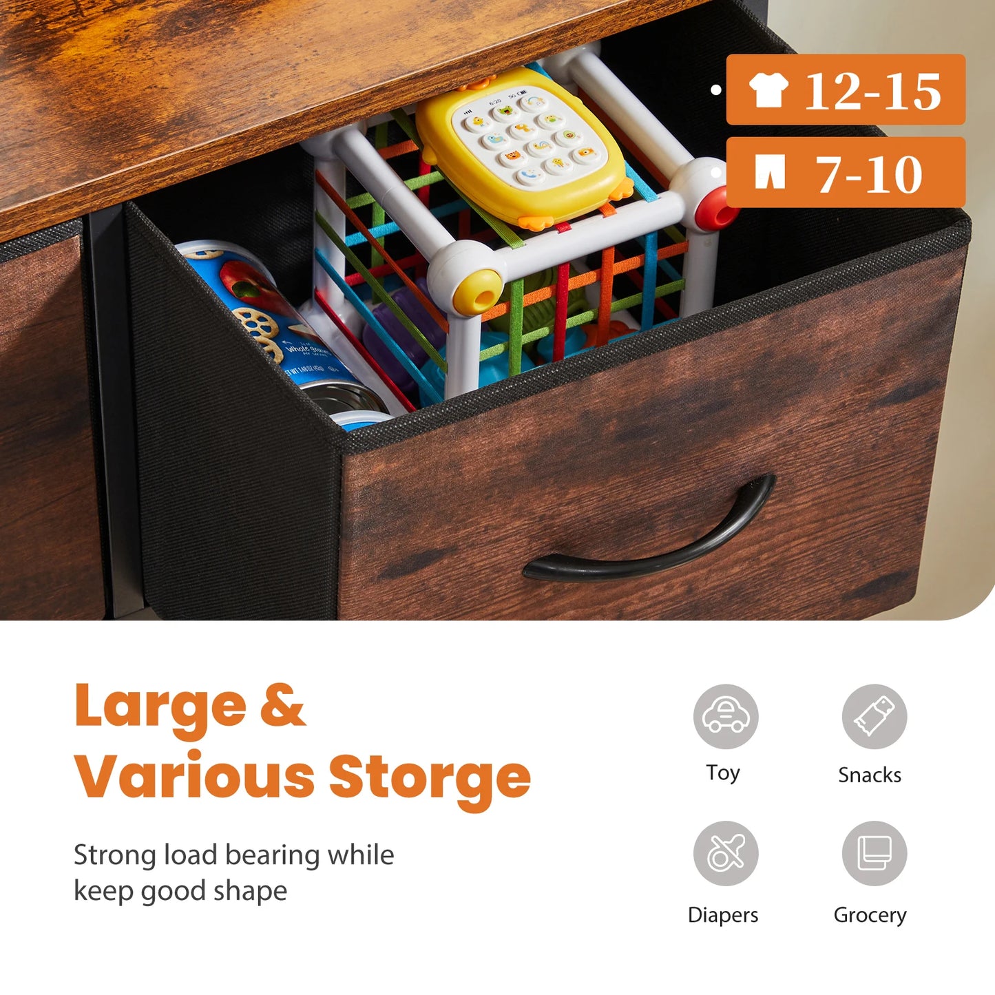 JHK Dresser With 9 Fabric Storage Drawers For Bedroom