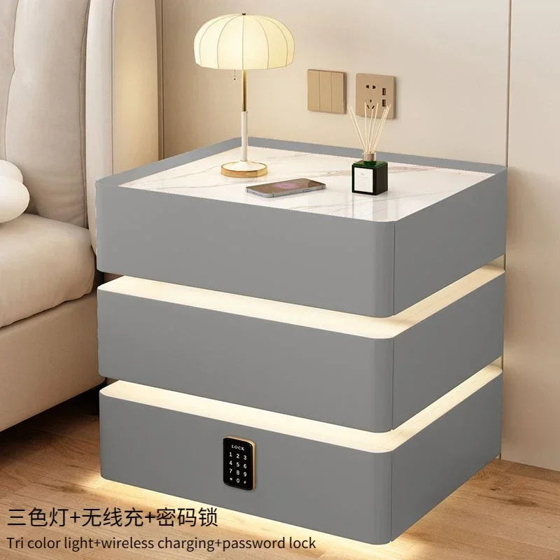 Bedside Table Wireless Charging Nightstand for Modern Bedroom