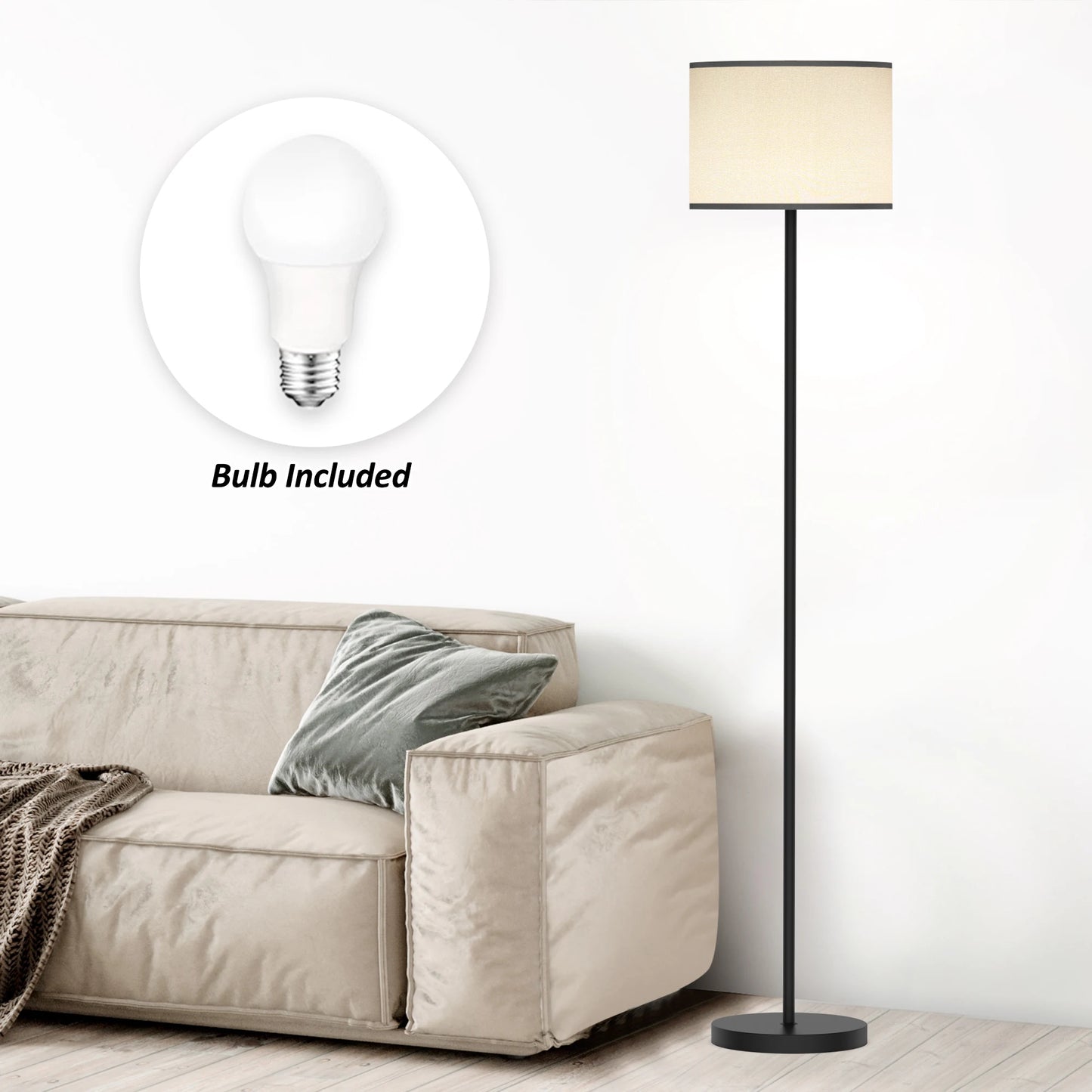 Floor Lamp With Remote Control Dimmable Bulb Included