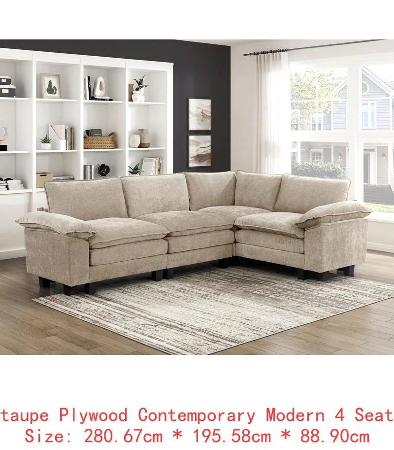 Modular Sectional Sofa Set With Plush Chenille Upholstery