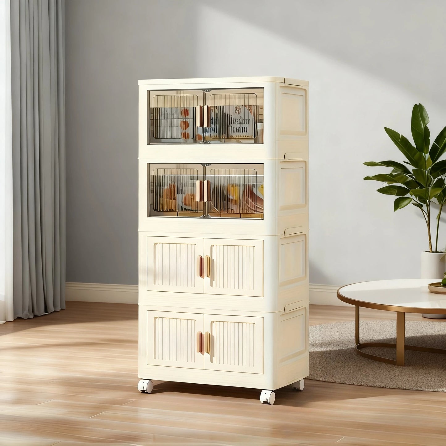 Storage Cabinet Stackable Plastic Organizer for Home Office